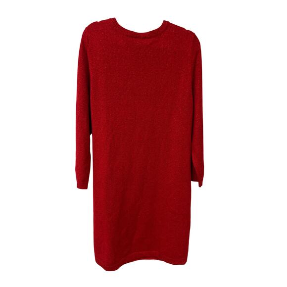 Talbots Red Side Tie Shimmer Shift Sweater Dress NWT Holiday Sparkle 2XP - Picture 6 of 9
